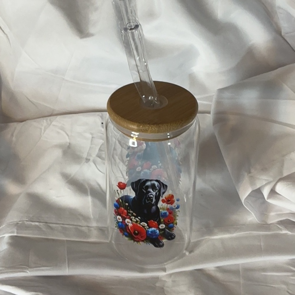 Tumblers with Bamboo Lids and Glass Straws